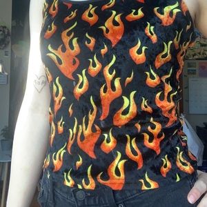 Flaming’ velvet tank top statement piece
